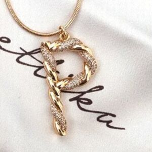 Ettika Gold Tone P Letter Necklace